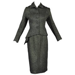 1940s Metallic Asymmetrical Peplum Suit