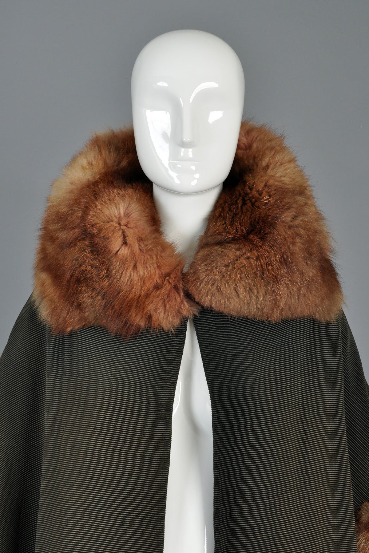 Art Deco Cape-Backed Faille Coat w/ Sable Fur Trim 1