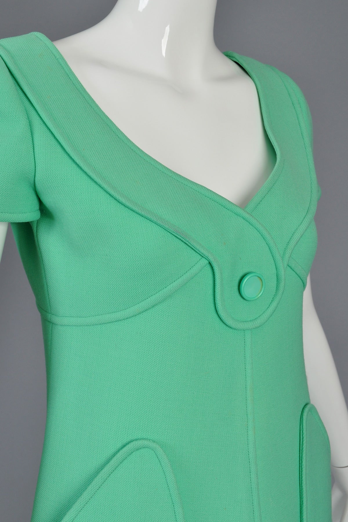 1960s Courrèges Couture Space Age Wool Dress 2
