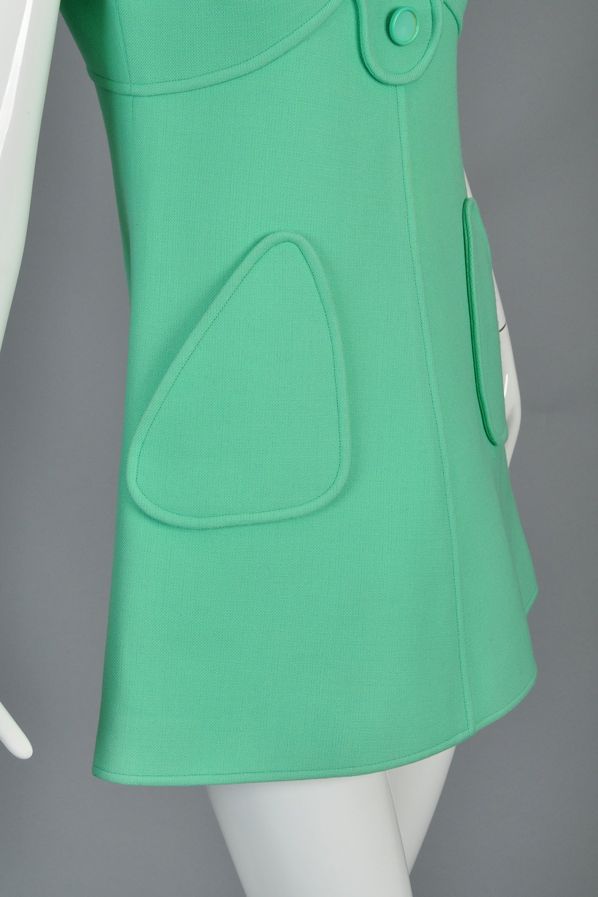 1960s Courrèges Couture Space Age Wool Dress 4