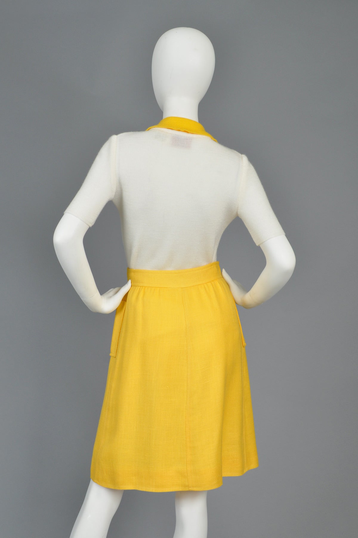 1960s Courrèges Numbered Snap-Front Yellow Skirt 1