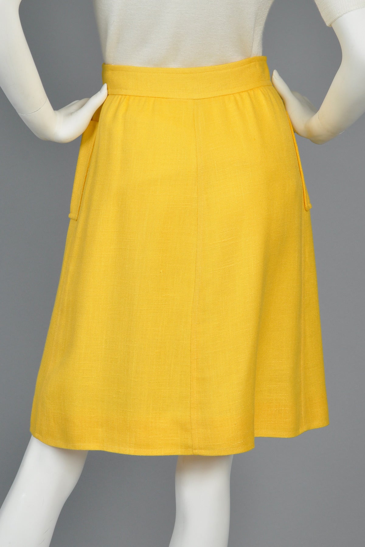 1960s Courrèges Numbered Snap-Front Yellow Skirt at 1stDibs