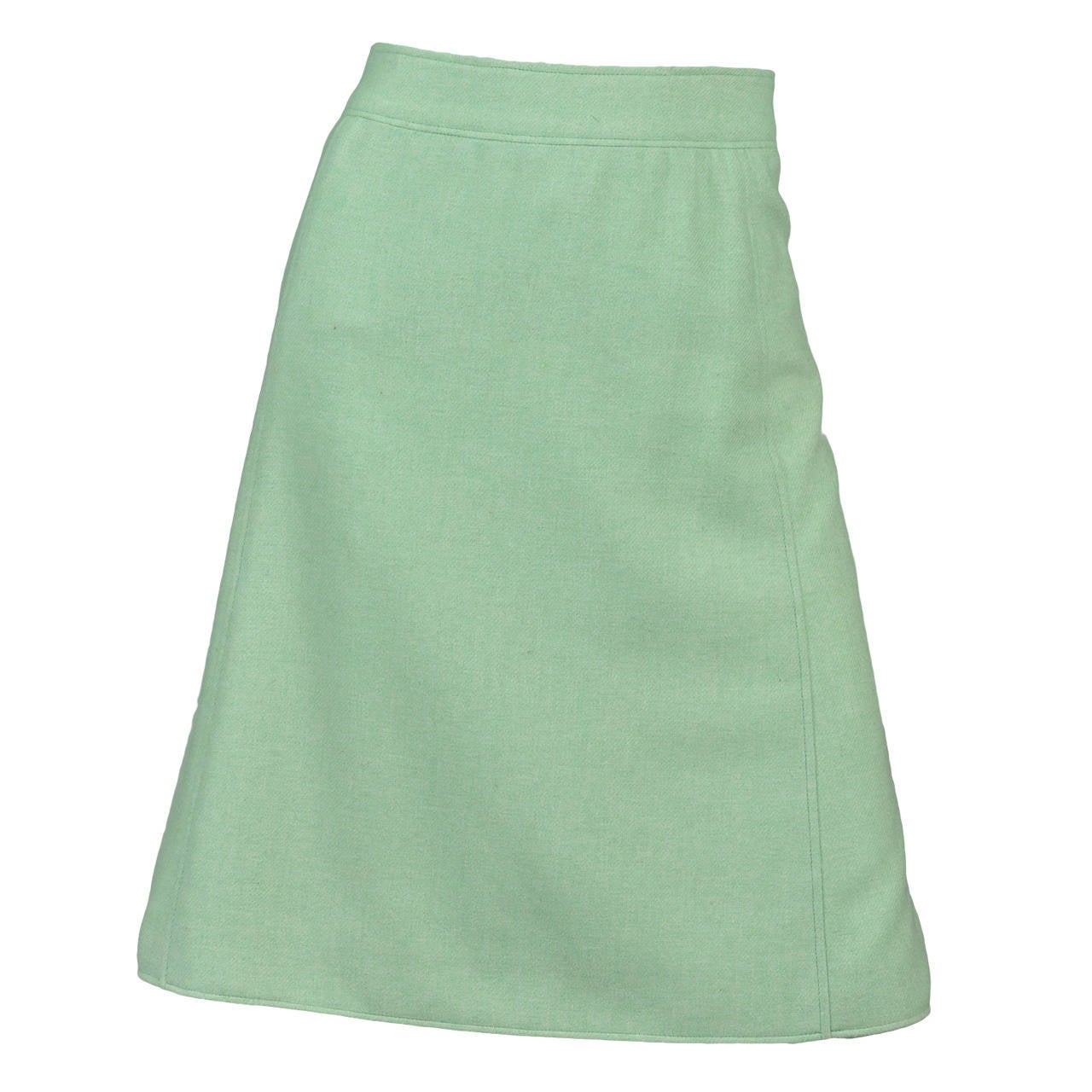 1960s Courrèges Numbered Green Wool Blend Skirt