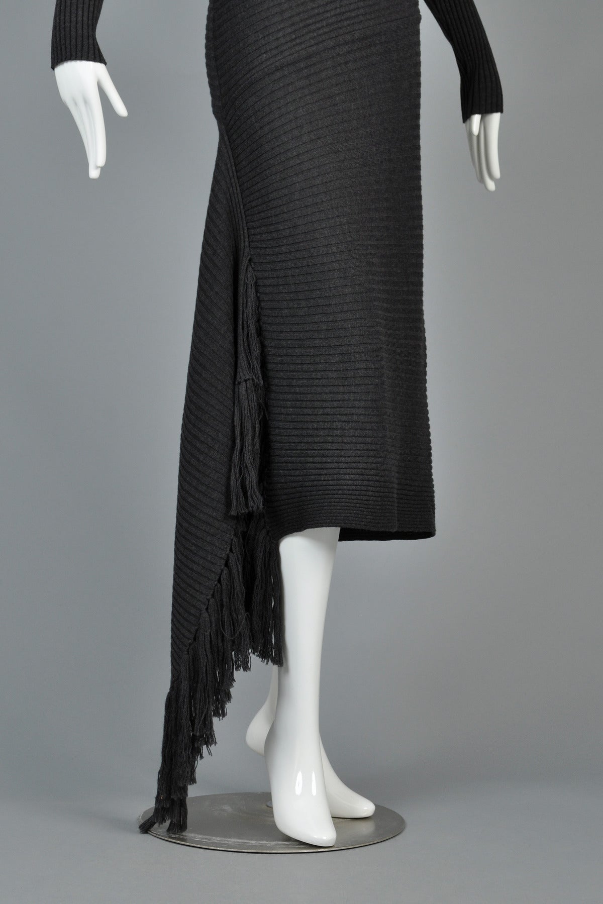 Iconic Jean Paul Gaultier Charcoal Knit Scarf Dress 4