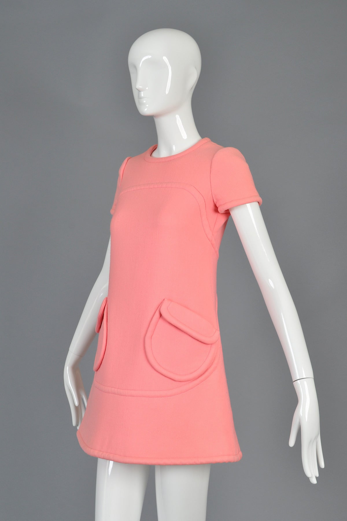 Women's 1960s Torrente Haute Couture Space Age Wool Mini Dress