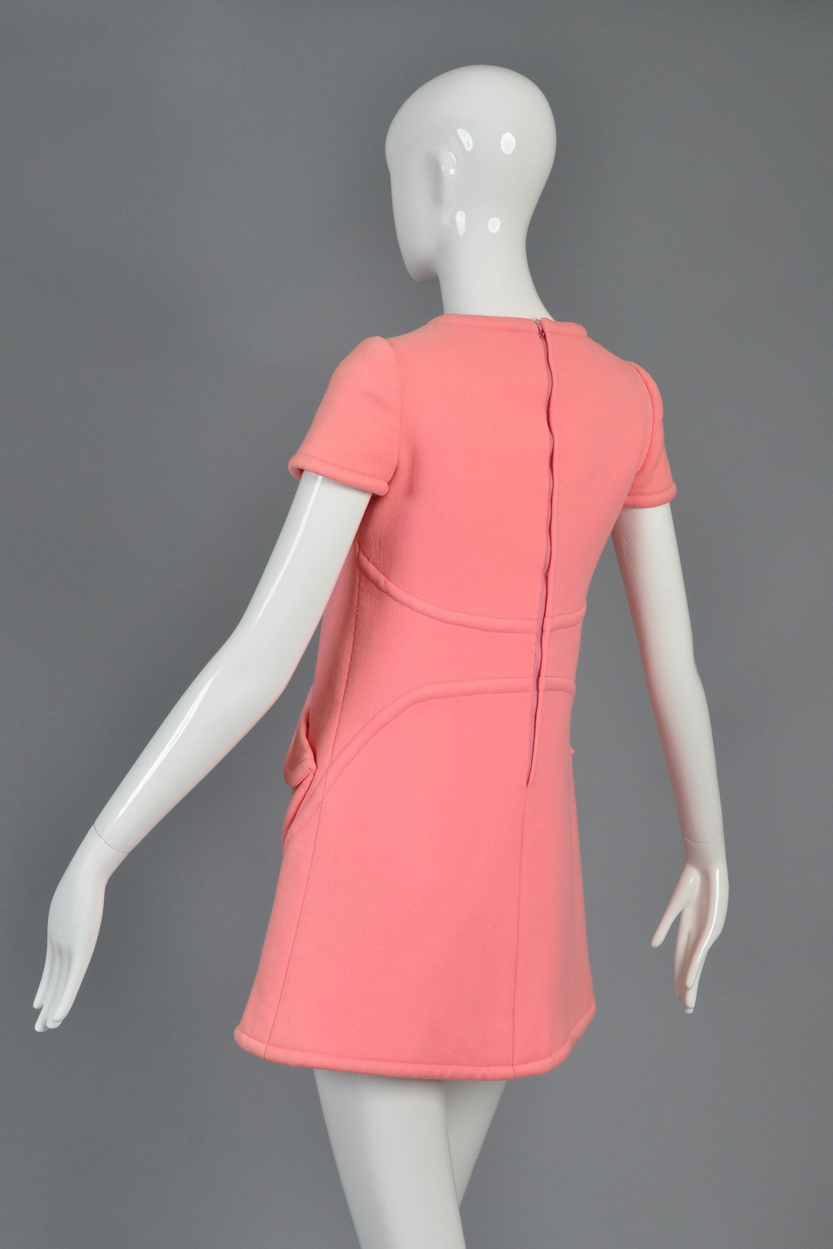 1960s Torrente Haute Couture Space Age Wool Mini Dress 3