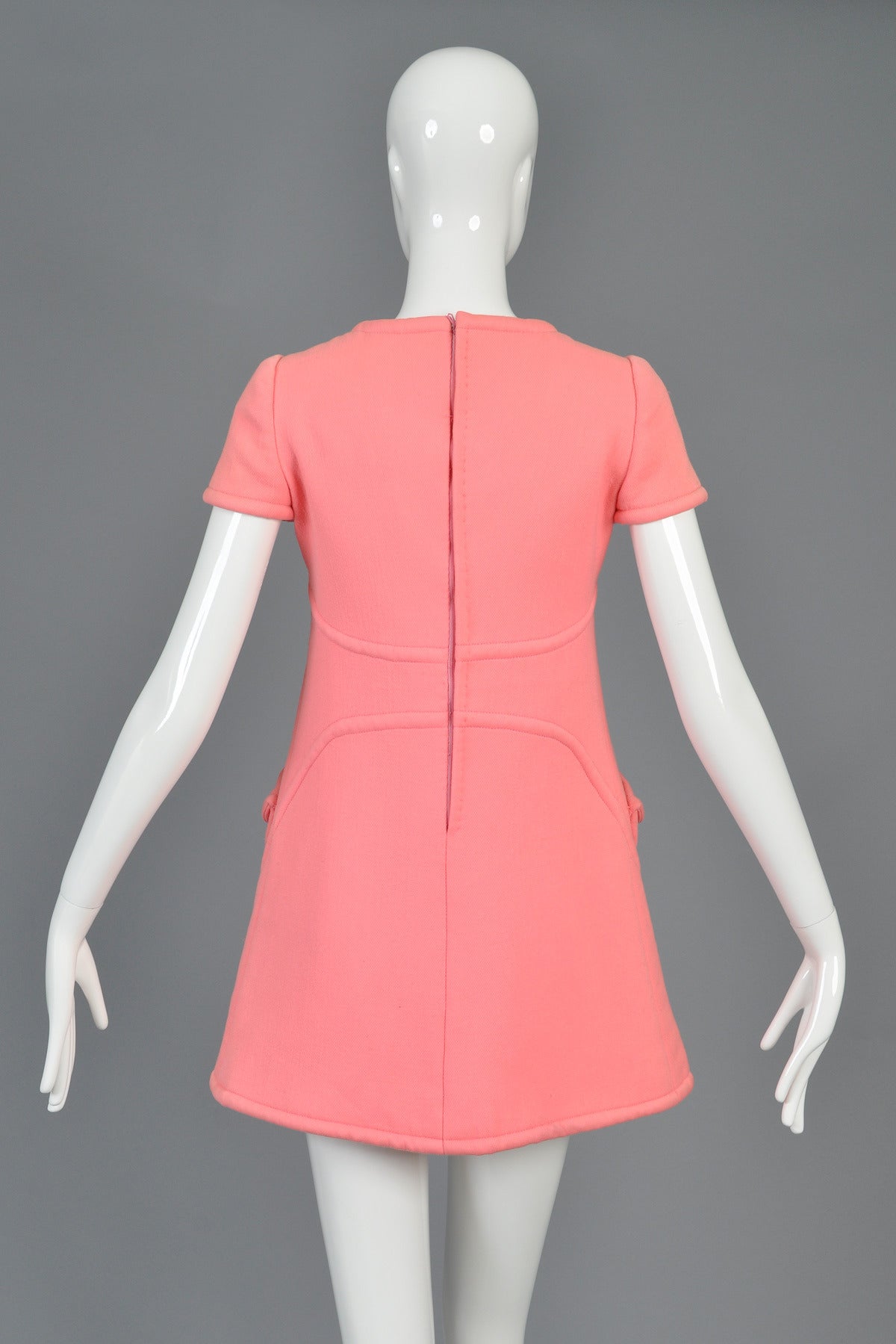 1960s Torrente Haute Couture Space Age Wool Mini Dress 4