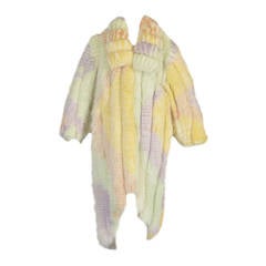Spectacular 1980s Hi-Lo Feathered Rainbow Fox Fur Coat