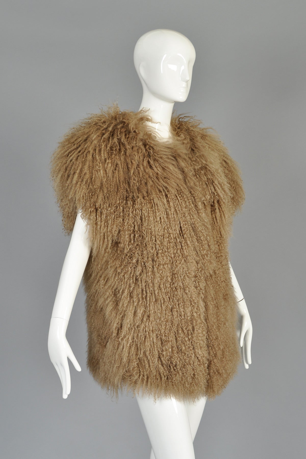 Ultra Shaggy 1980s Mocha Mongolian Lamb Fur Vest 1