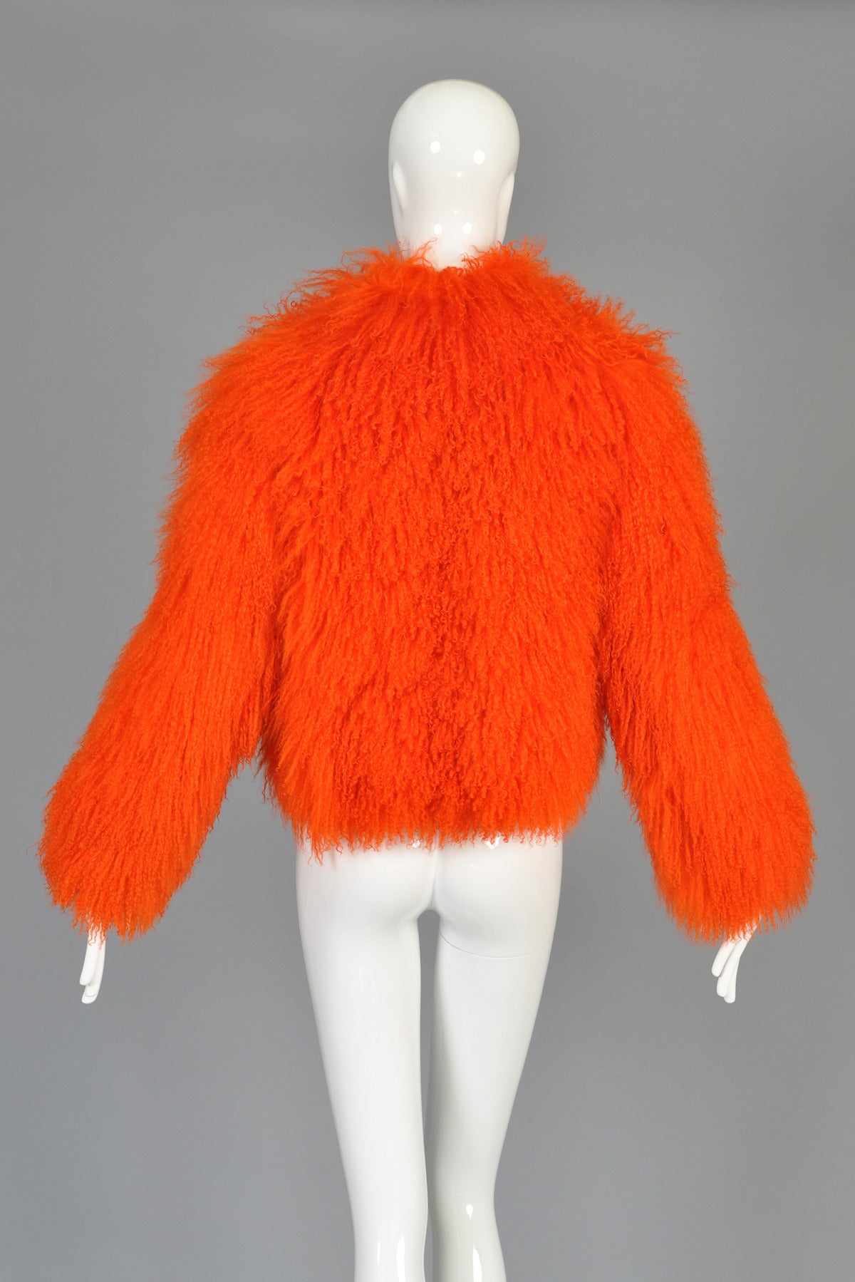 Sonia Rykiel Cropped Day-Glo Orange Mongolian Lamb Fur Coat 1