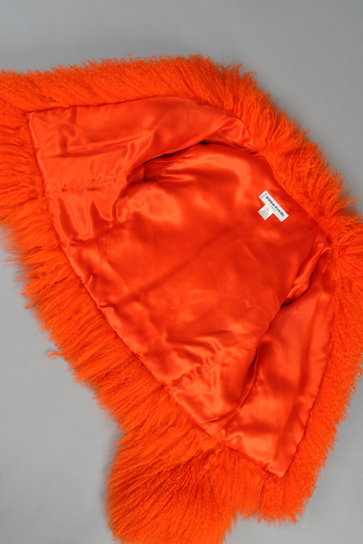 Sonia Rykiel Cropped Day-Glo Orange Mongolian Lamb Fur Coat 2