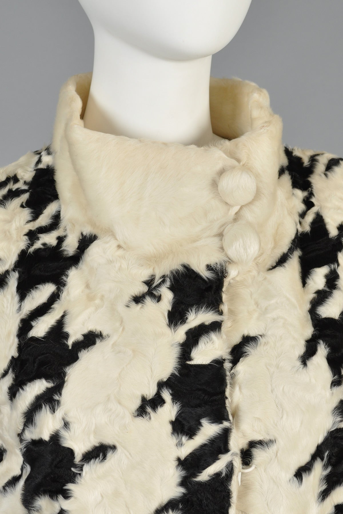 Mod 1960s Houndstooth Swakara Broadtail Fur Coat 1