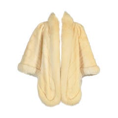 Retro Vanilla Mink + Fox Fur Draped Cape