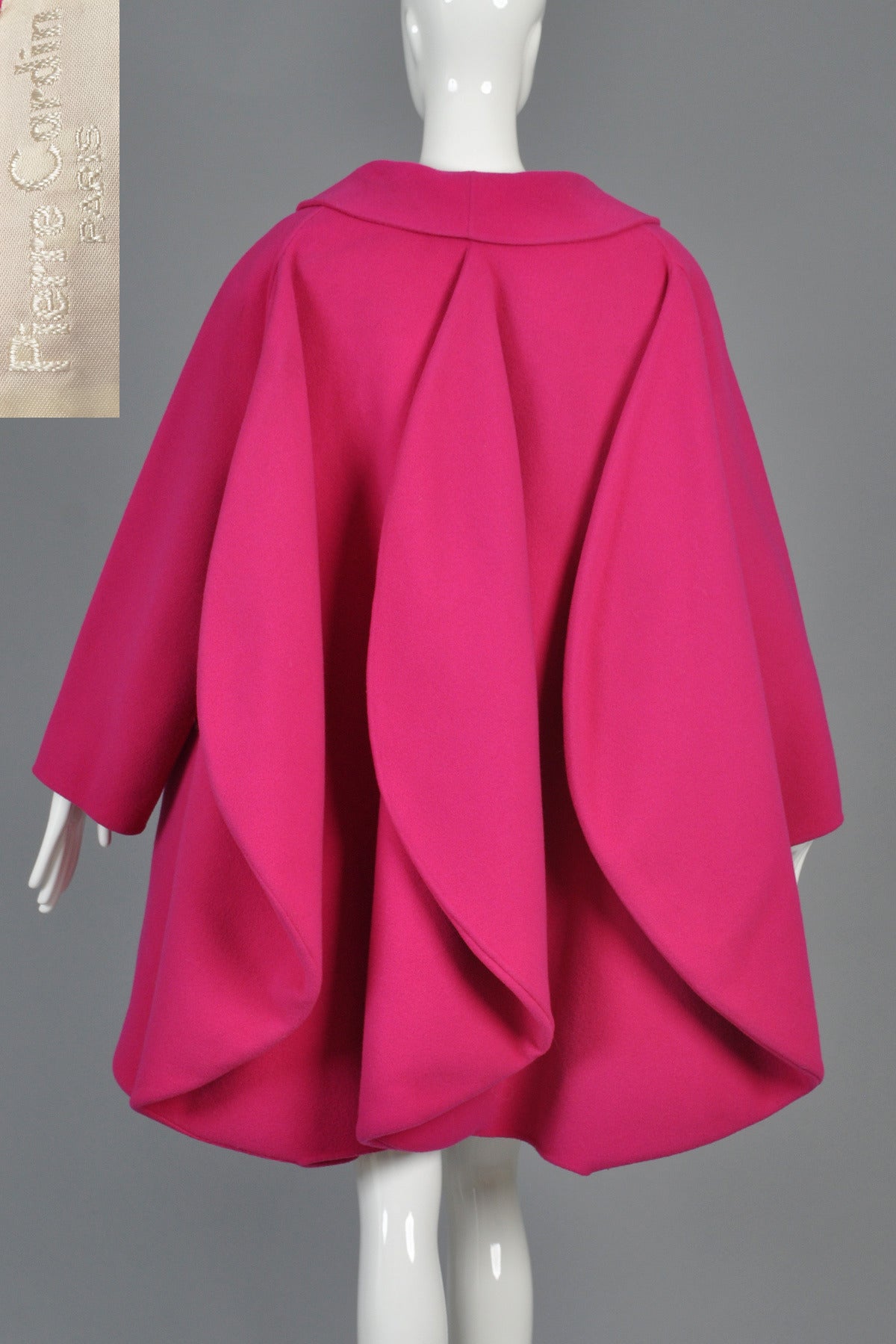 Iconic 1987 Pierre Cardin Haute Couture Fin-Backed Coat For Sale 3