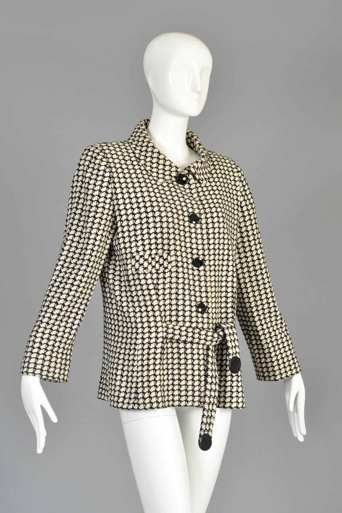 F/W 1993 Pierre Cardin Haute Couture Houndstooth Jacket with Vinyl Tie 3