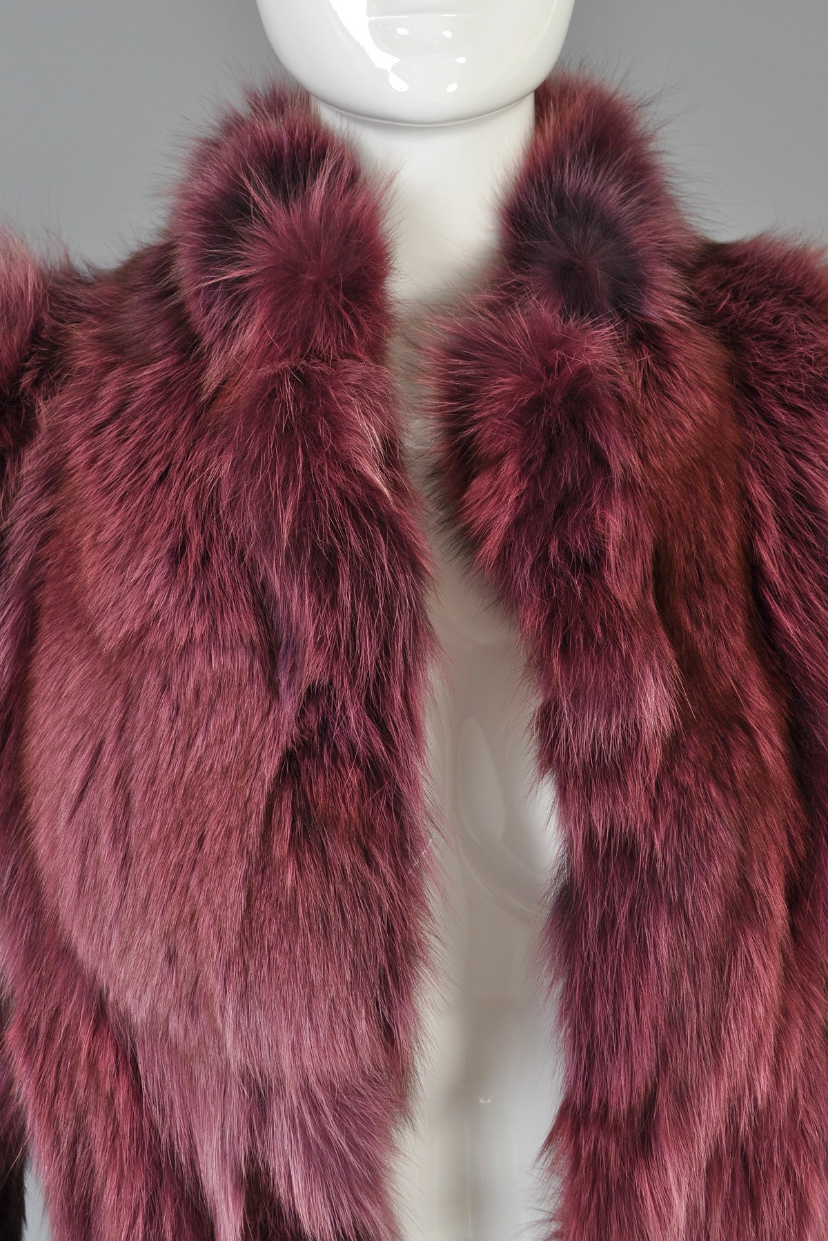Women's Raspberry Colored Cropped Fox Fur Coat