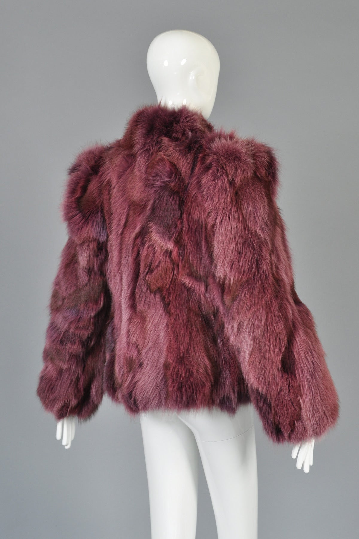 Raspberry Colored Cropped Fox Fur Coat 2