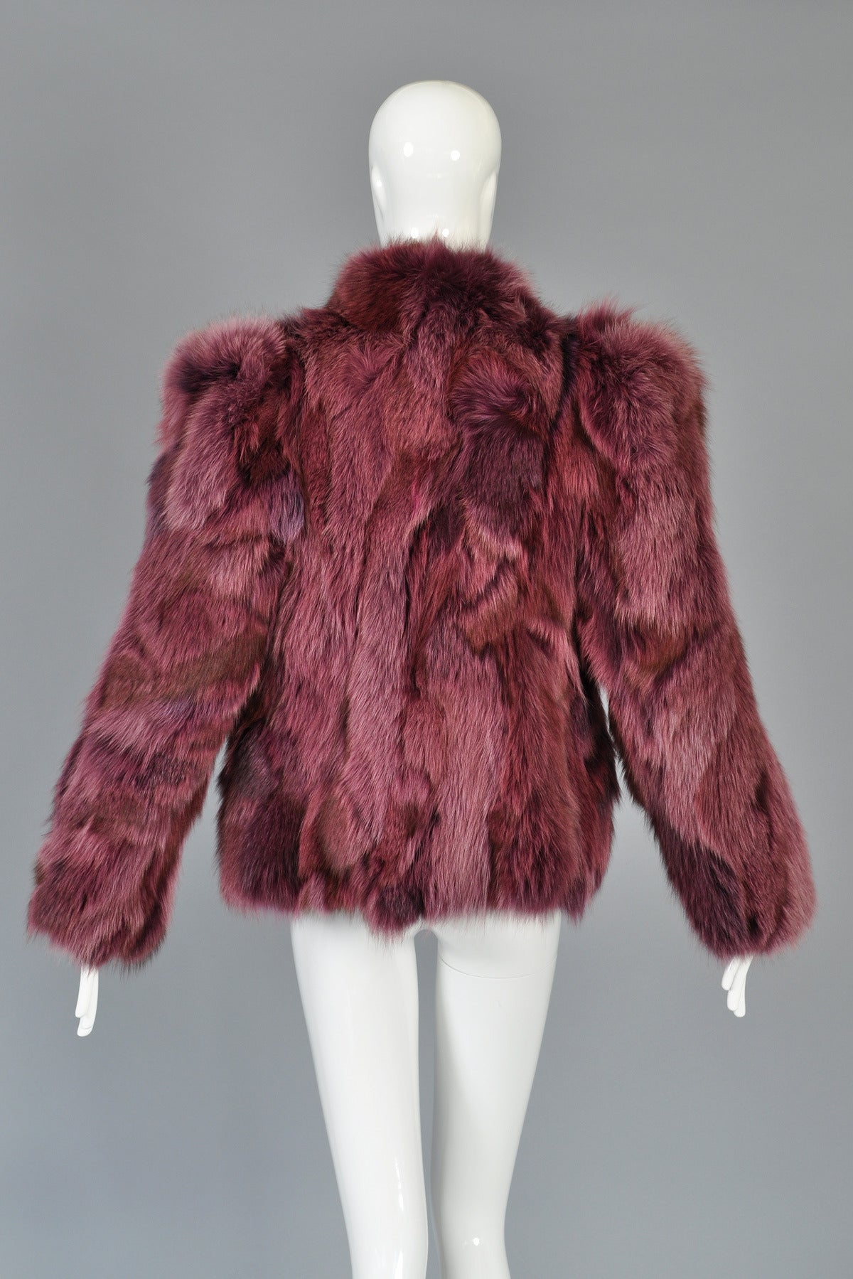 Raspberry Colored Cropped Fox Fur Coat 3
