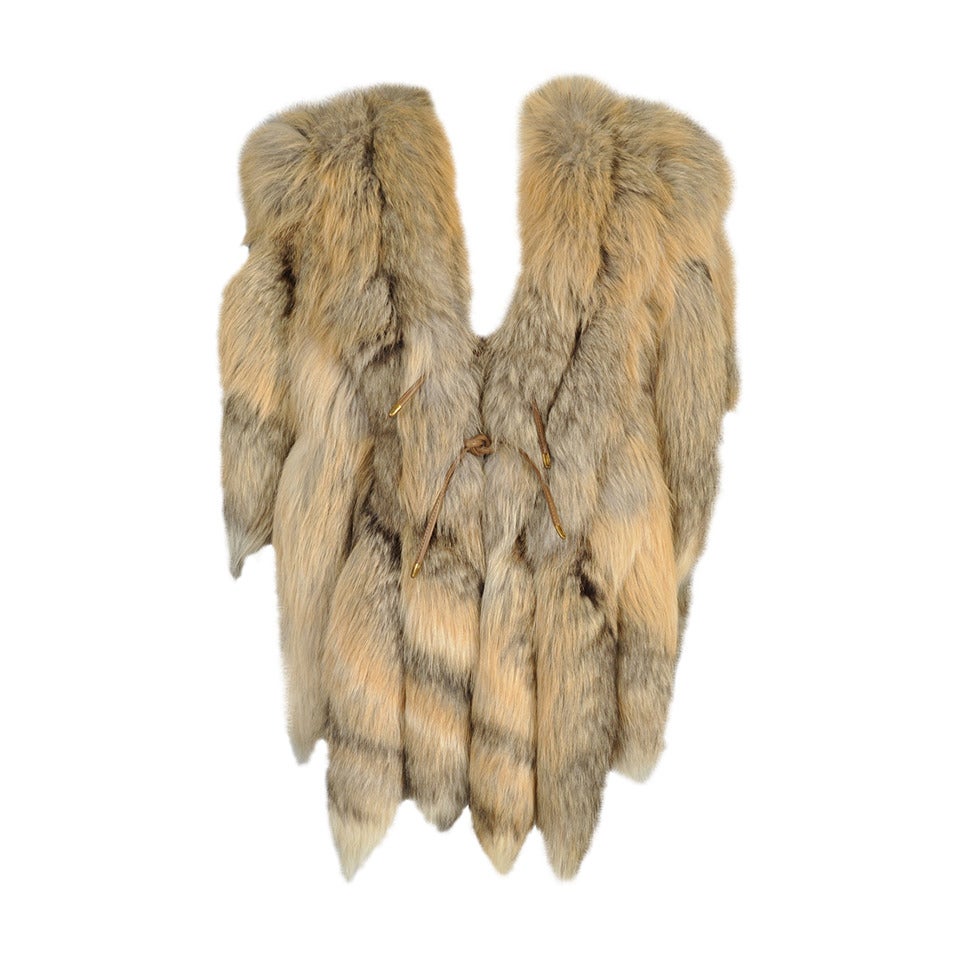 Golden Island Fringed Fox Tail Fur Gilet