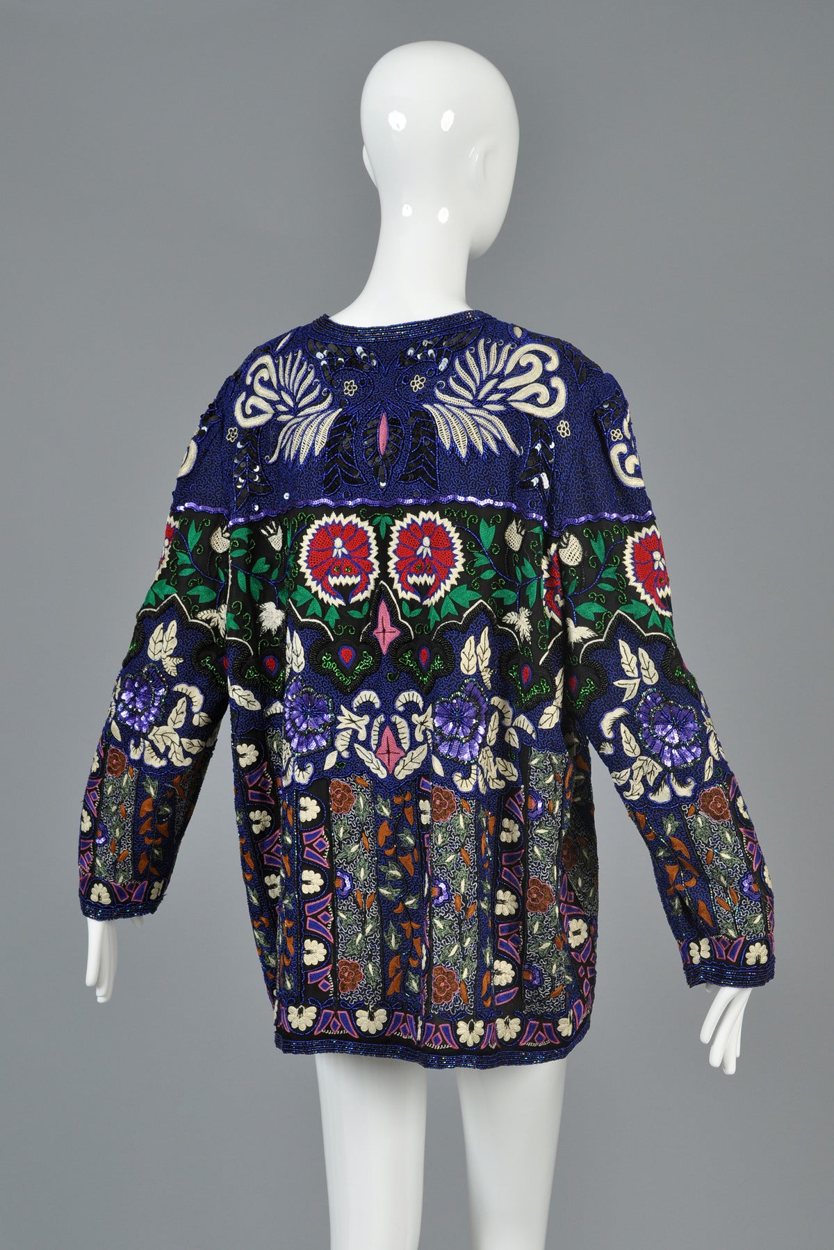 Embroidered + Beaded Art Nouveau Inspired Silk Jacket For Sale 1