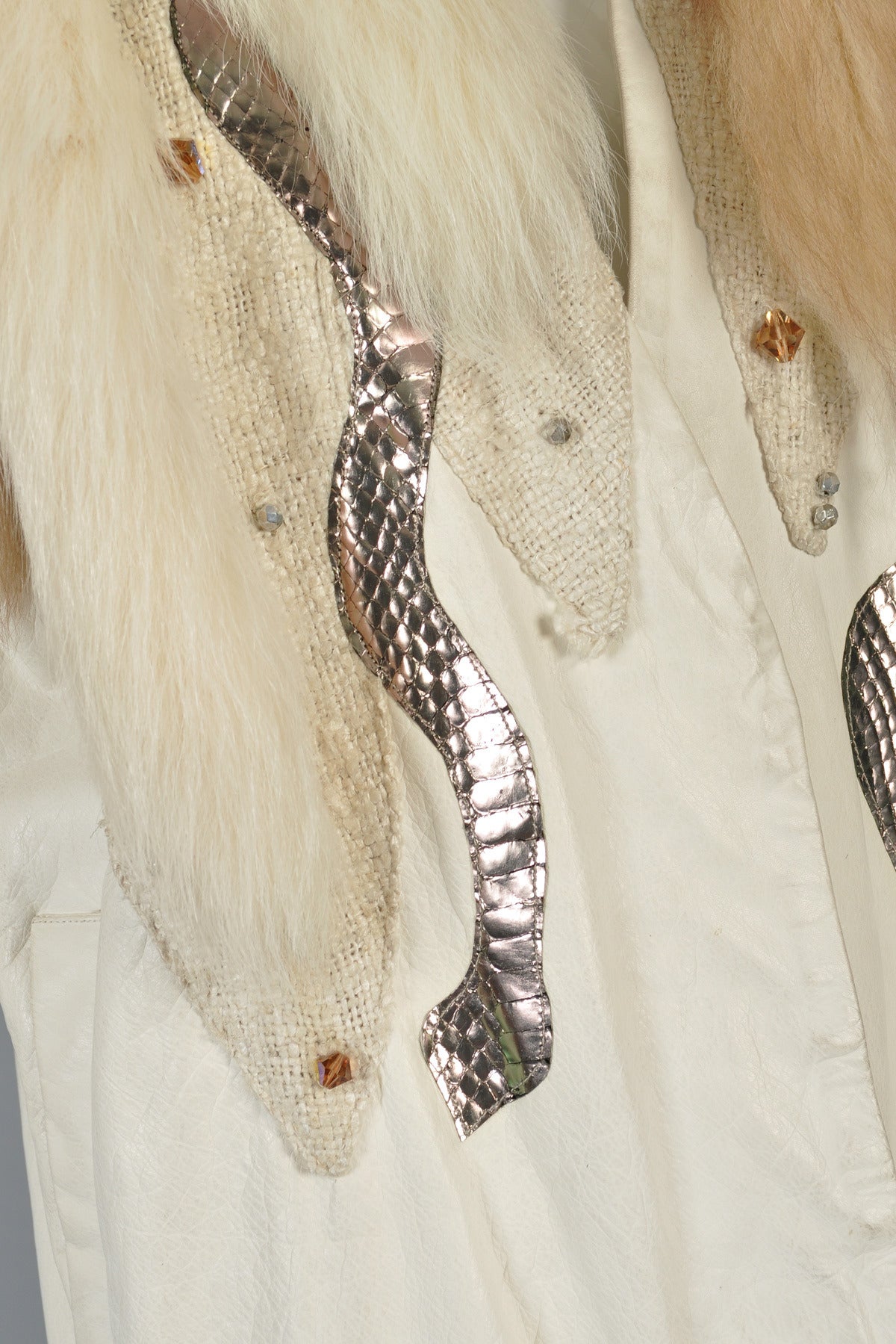 Kip Kirkendall Avant Garde Leather, Snakeskin + Fox Fur Jacket 2