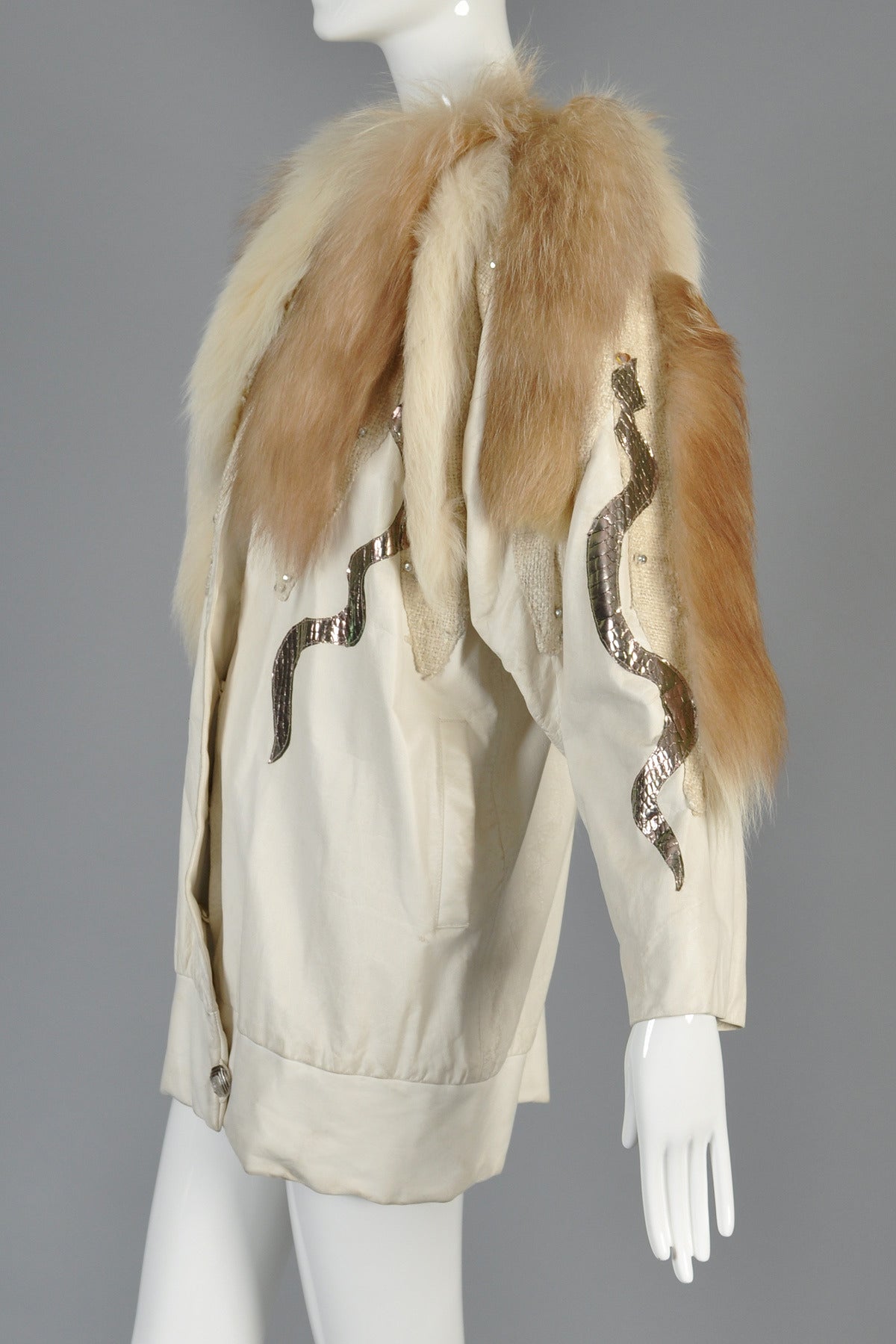 Kip Kirkendall Avant Garde Leather, Snakeskin + Fox Fur Jacket 3