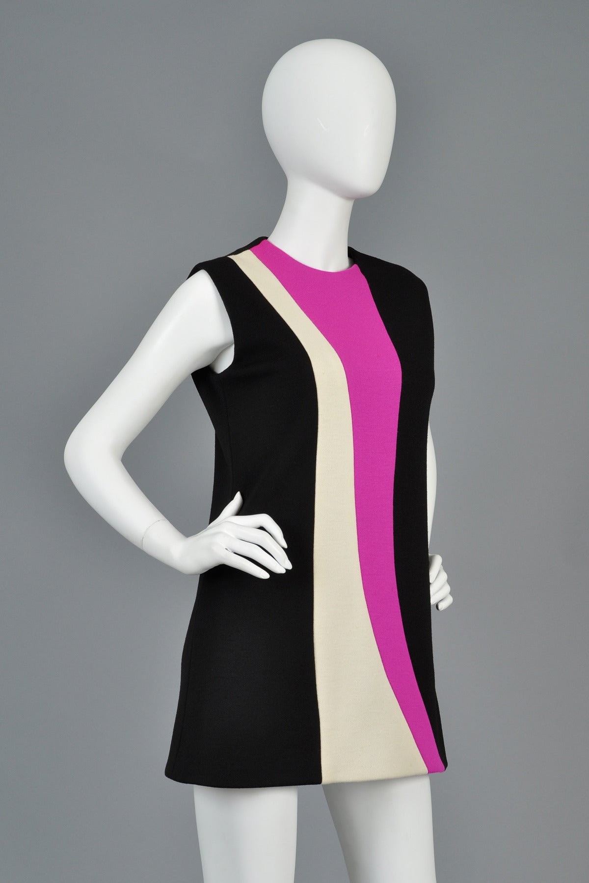 Women's Pierre Cardin 1960s Color Blocked Couture Tunic Dress