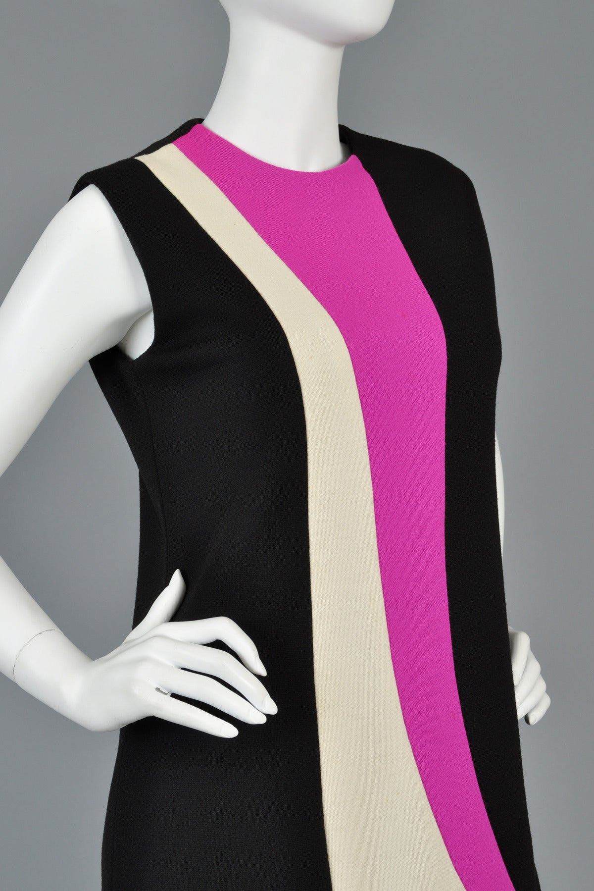 Pierre Cardin 1960s Color Blocked Couture Tunic Dress 1