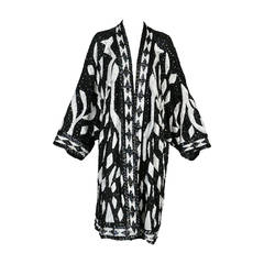 Black + White Graphic Sequined Kimono Jacket