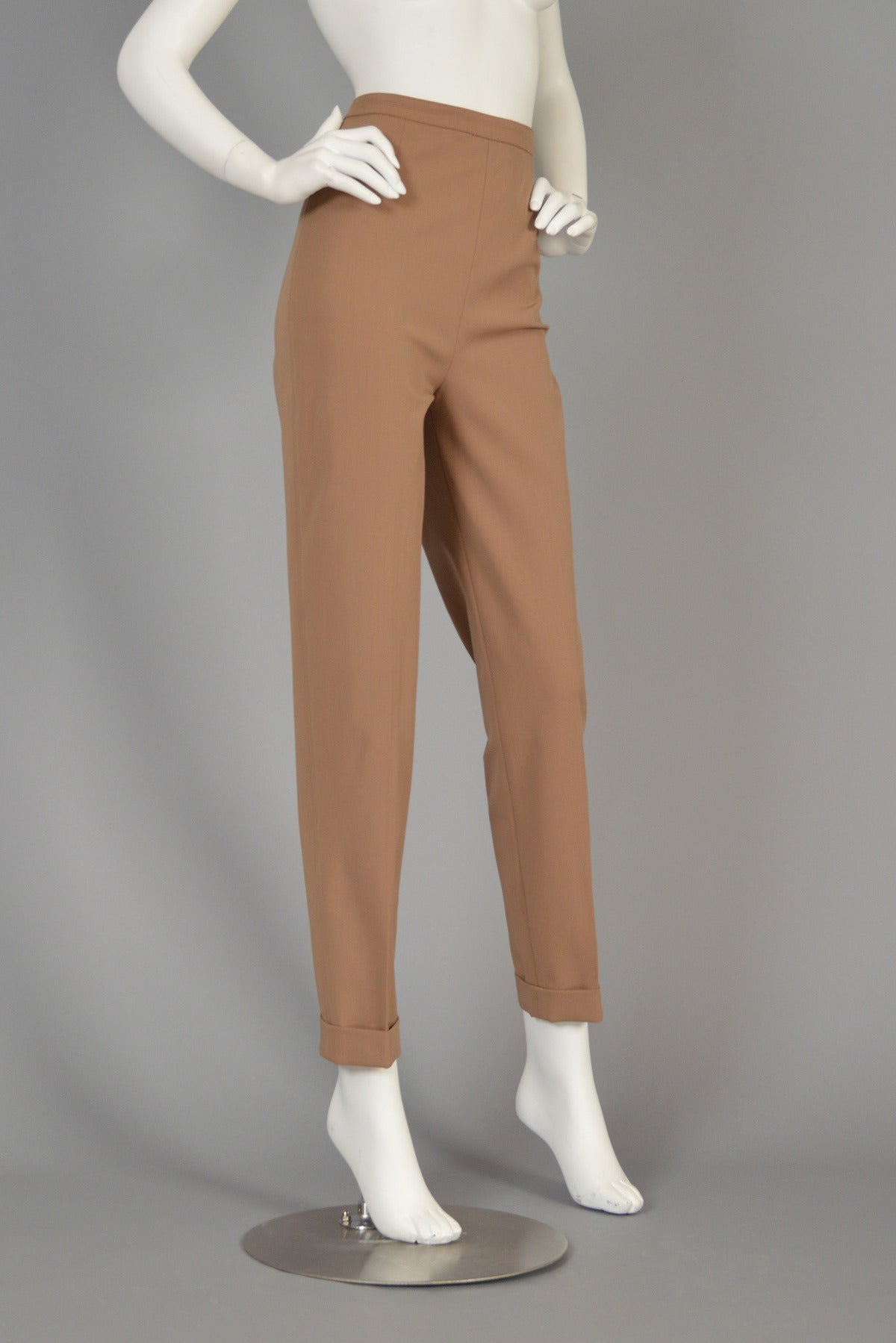 Brown Hermes High Waisted Cuffed Riding Trousers For Sale