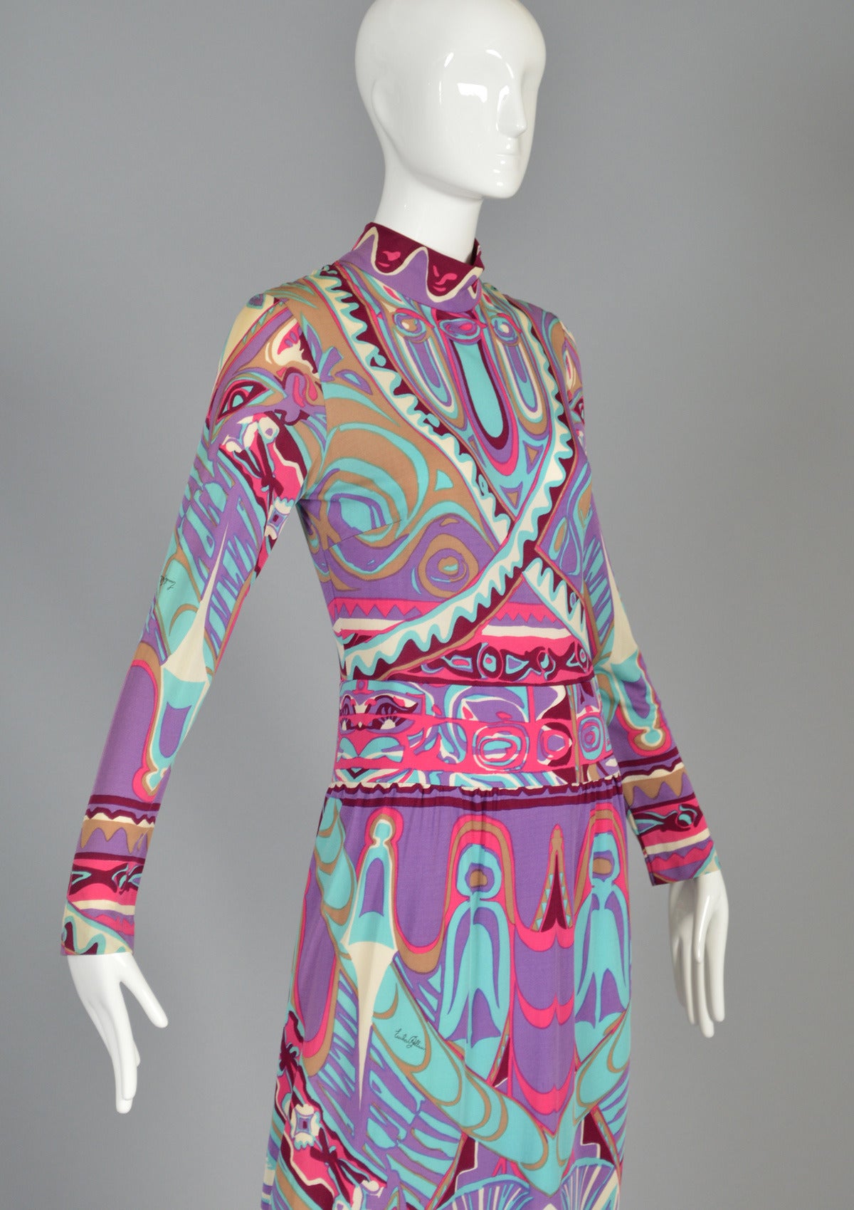 Emilia Bellini 1960s Silk Jersey Maxi Dress 2