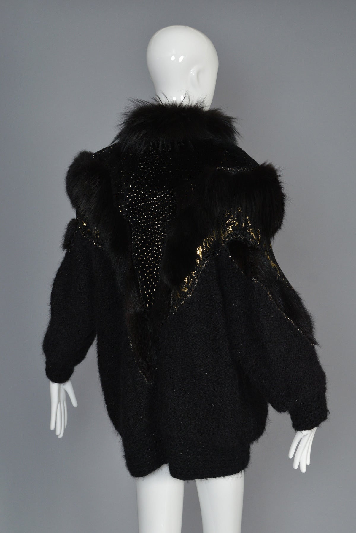 Hand Painted Leather and Mohair Coat with Fur Trim 4