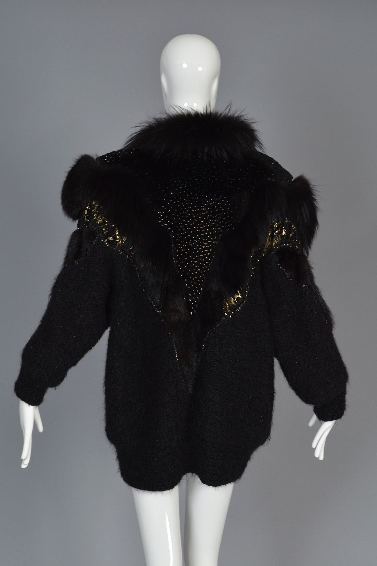 Hand Painted Leather and Mohair Coat with Fur Trim 5