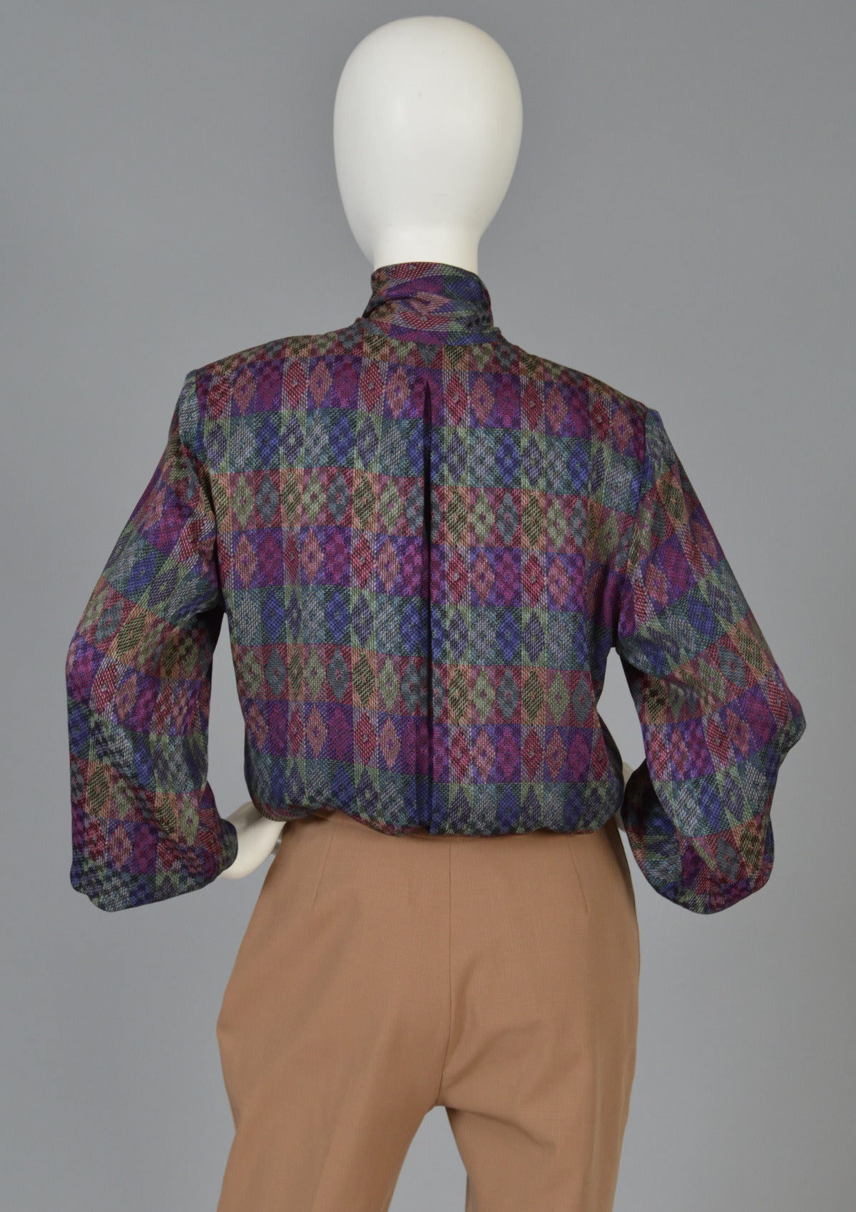 Givenchy 1970's Graphic Silk Blouse with Ascot 2