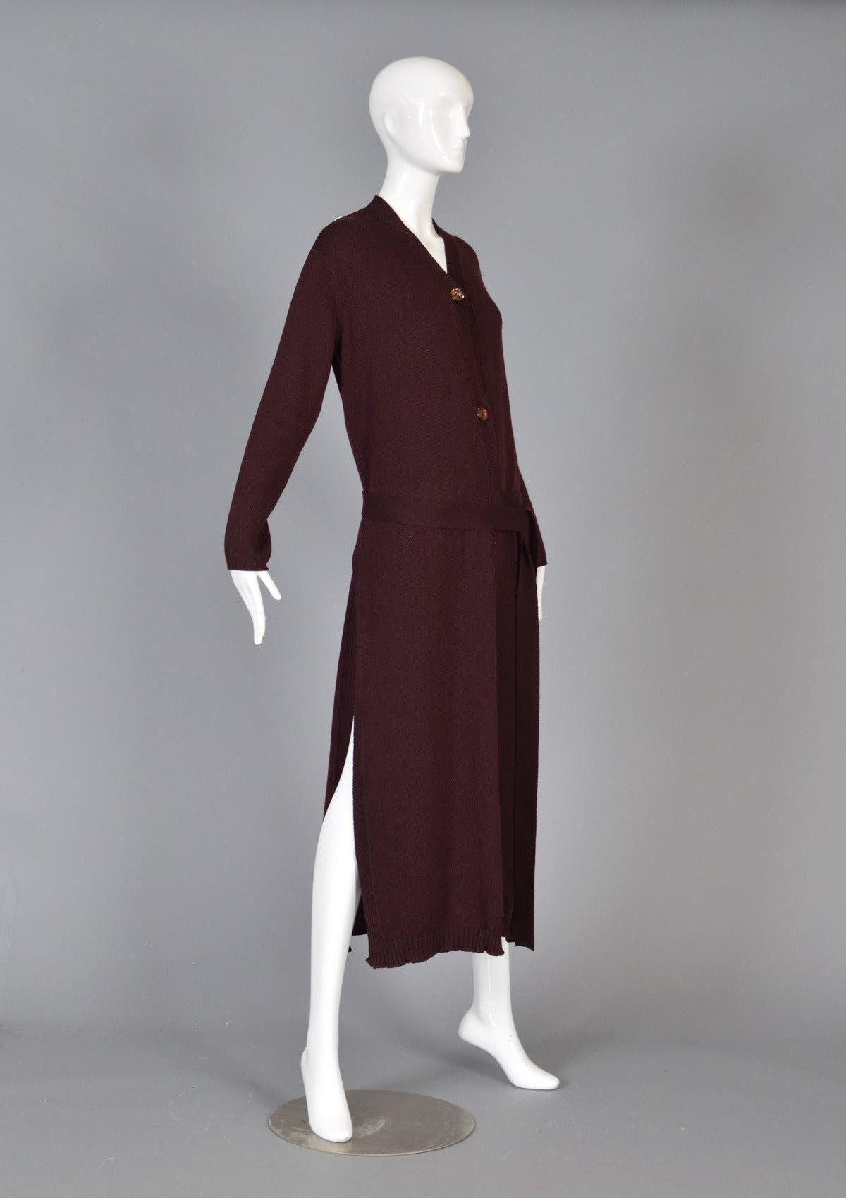 Jean Paul Gaultier Convertible Mahogany Knit Cardigan or Wrap Dress In Excellent Condition In Yucca Valley, CA