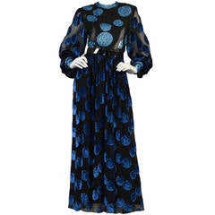 Adele Simpson Velvet, Silk + Sequins Polkadot Evening Gown