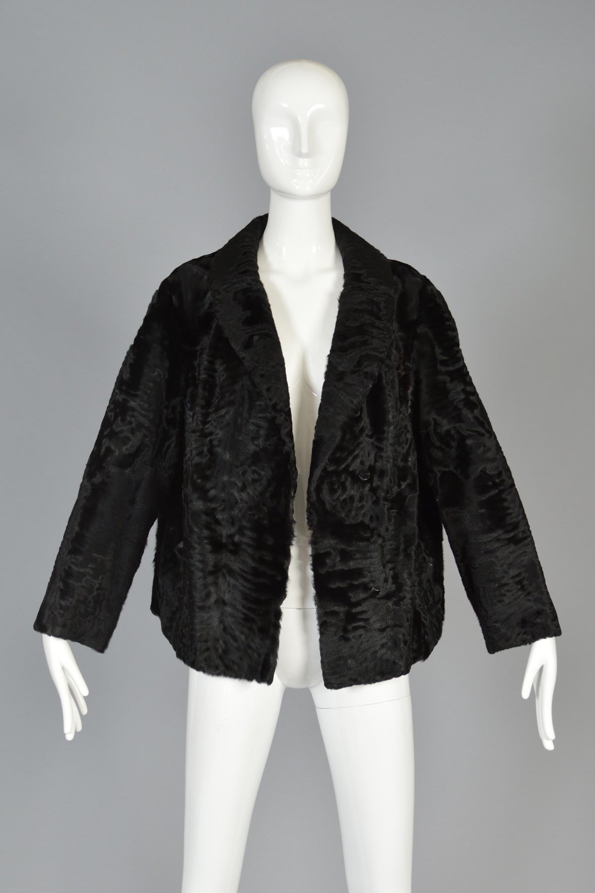 Women's Luxe 1950's Cropped Broadtail Fur Jacket
