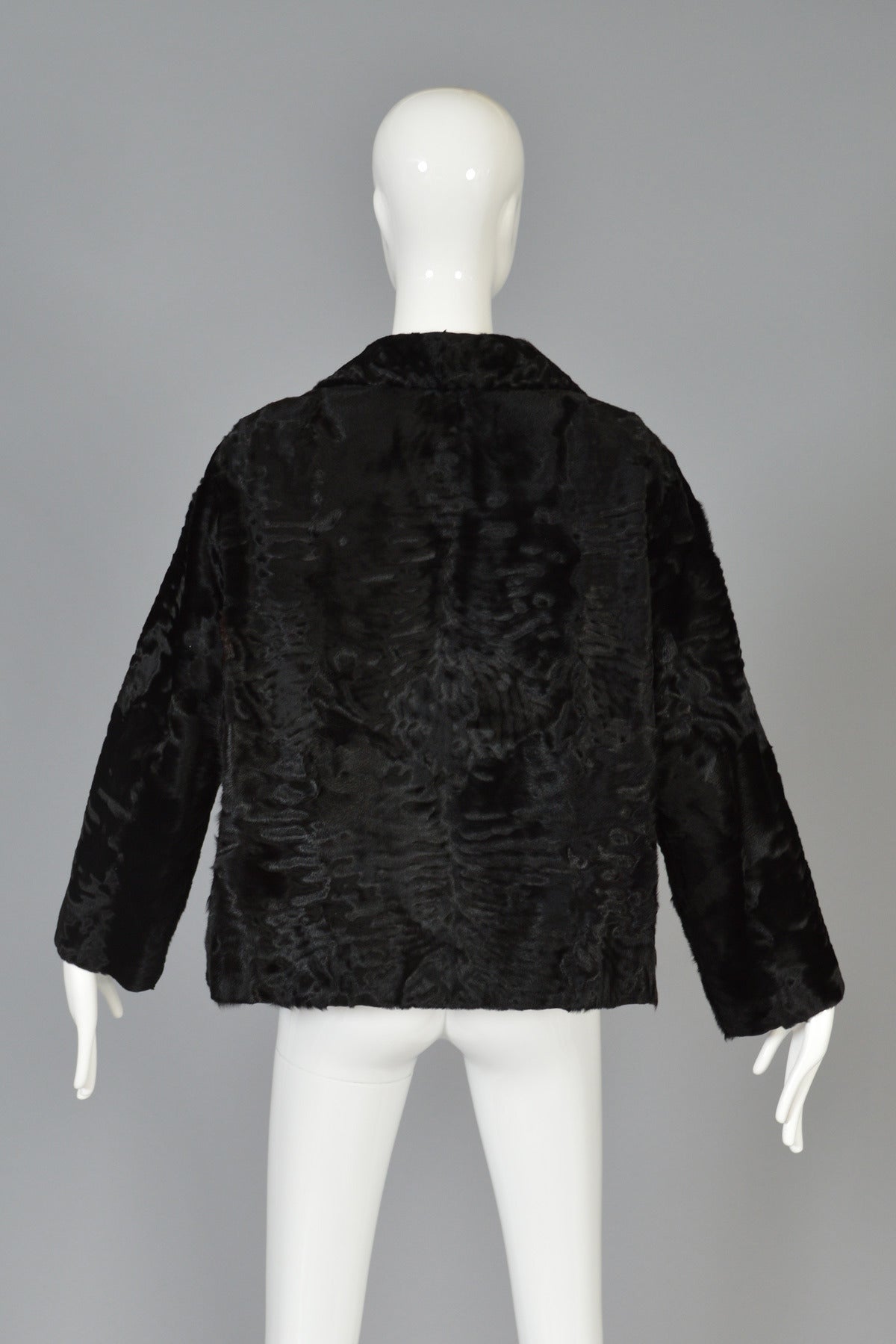 Luxe 1950's Cropped Broadtail Fur Jacket 1