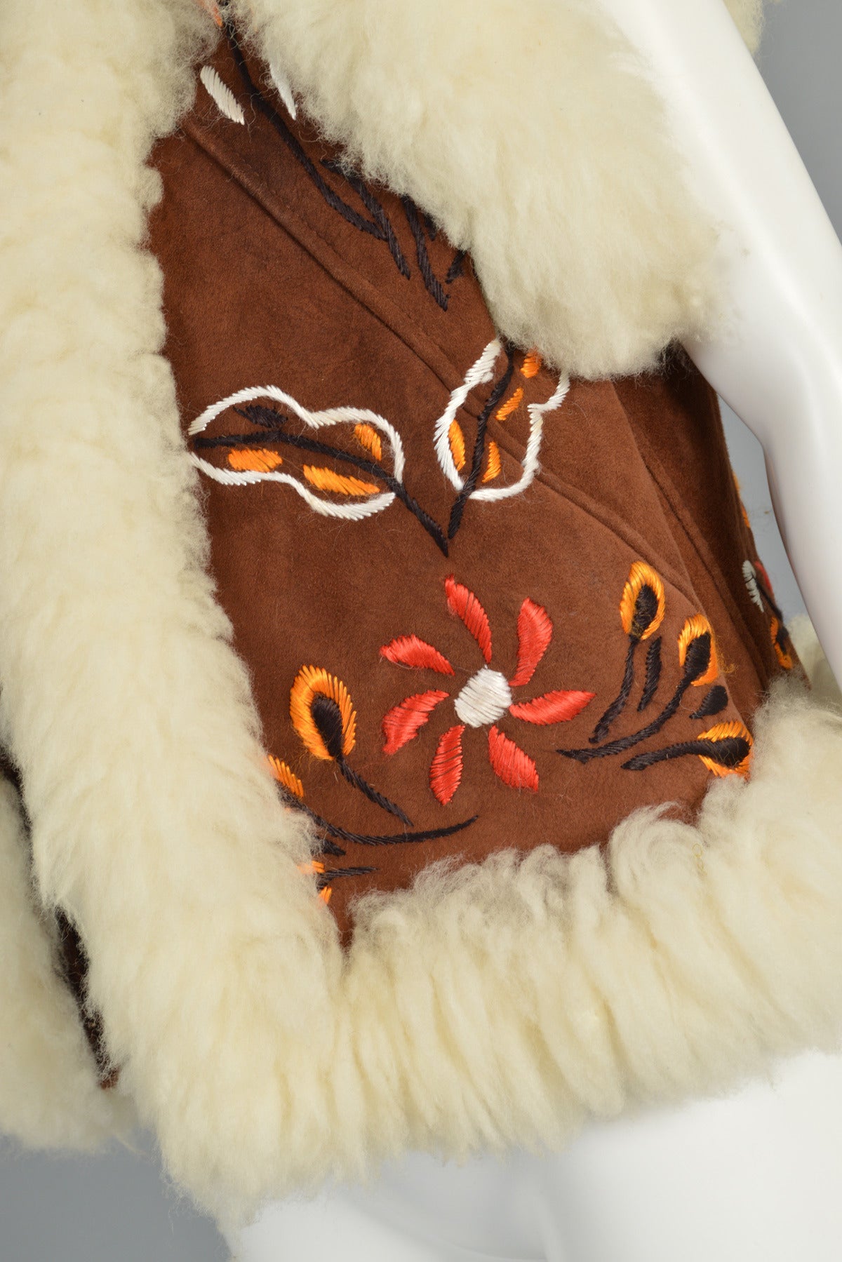 1960s Embroidered Shearling Fur Gilet 1