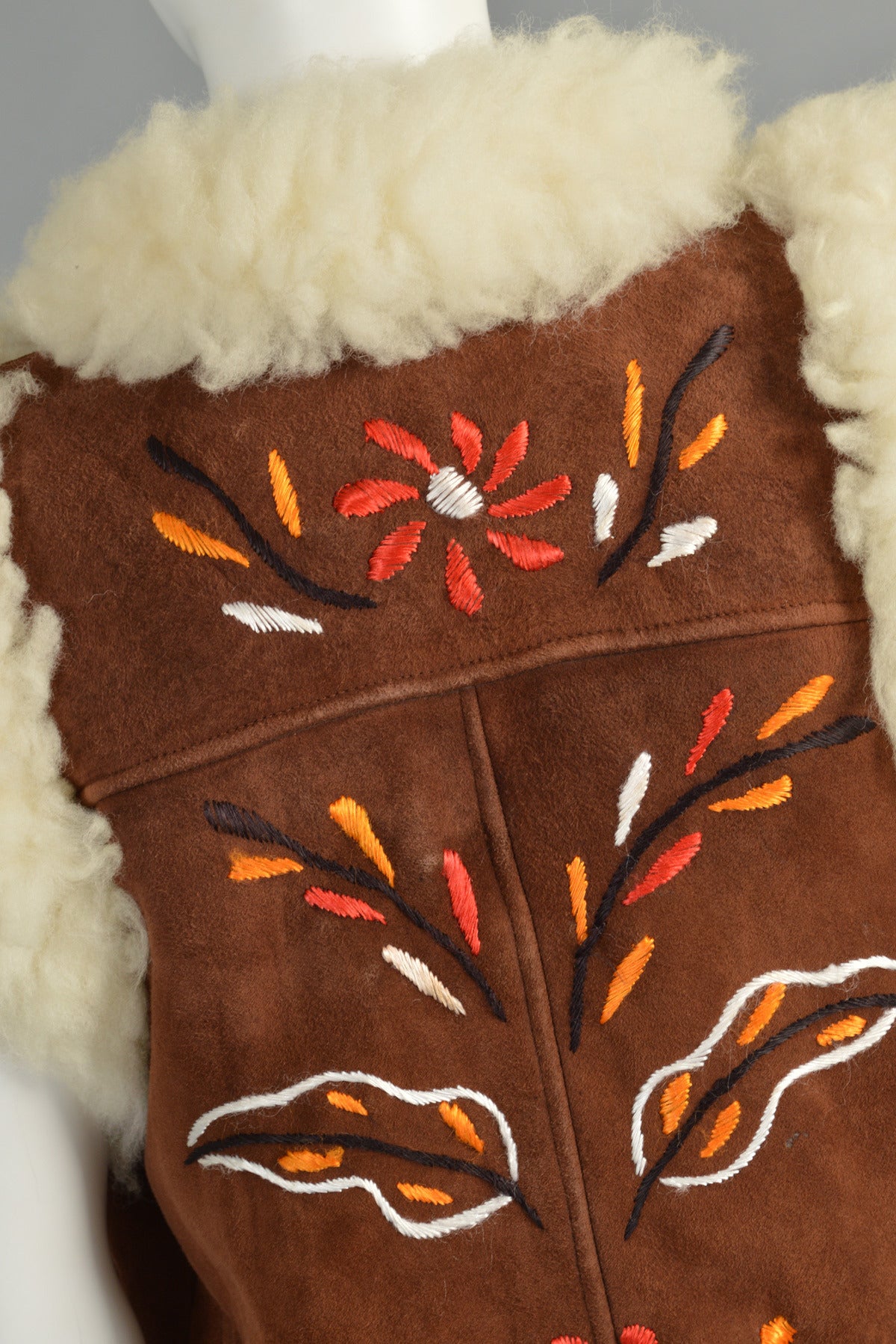 1960s Embroidered Shearling Fur Gilet 2