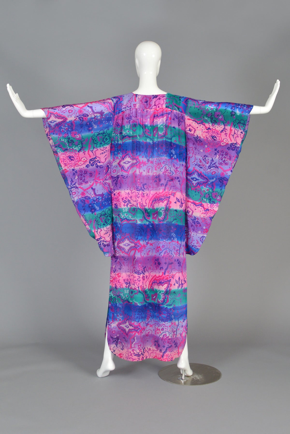 Christian 1980's Dior Silk Floral Caftan Maxi Dress 5