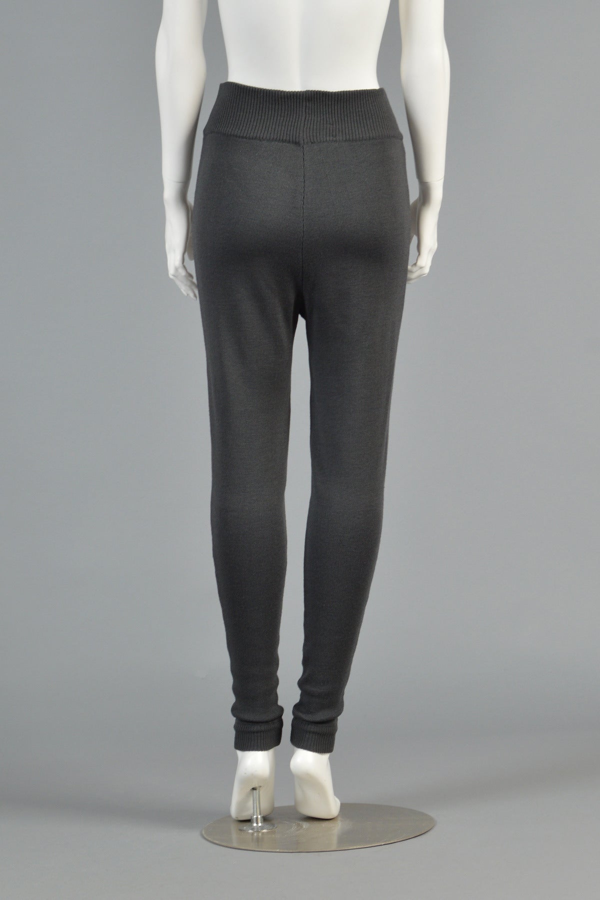 Claude Montana High Waisted Knit Wool Legging Pants For Sale 1