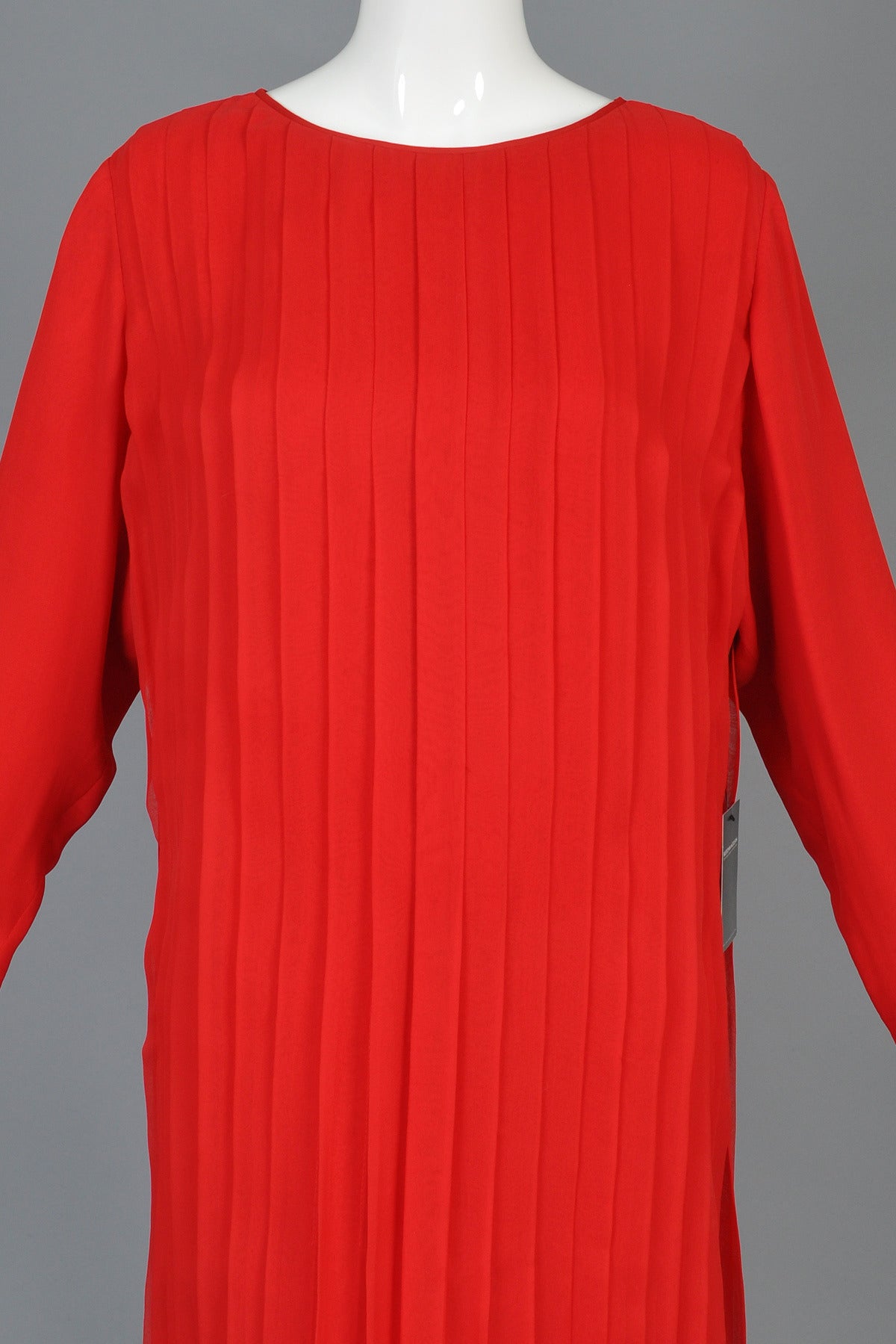 Galanos Ruby Red Pleated Silk Dress 2