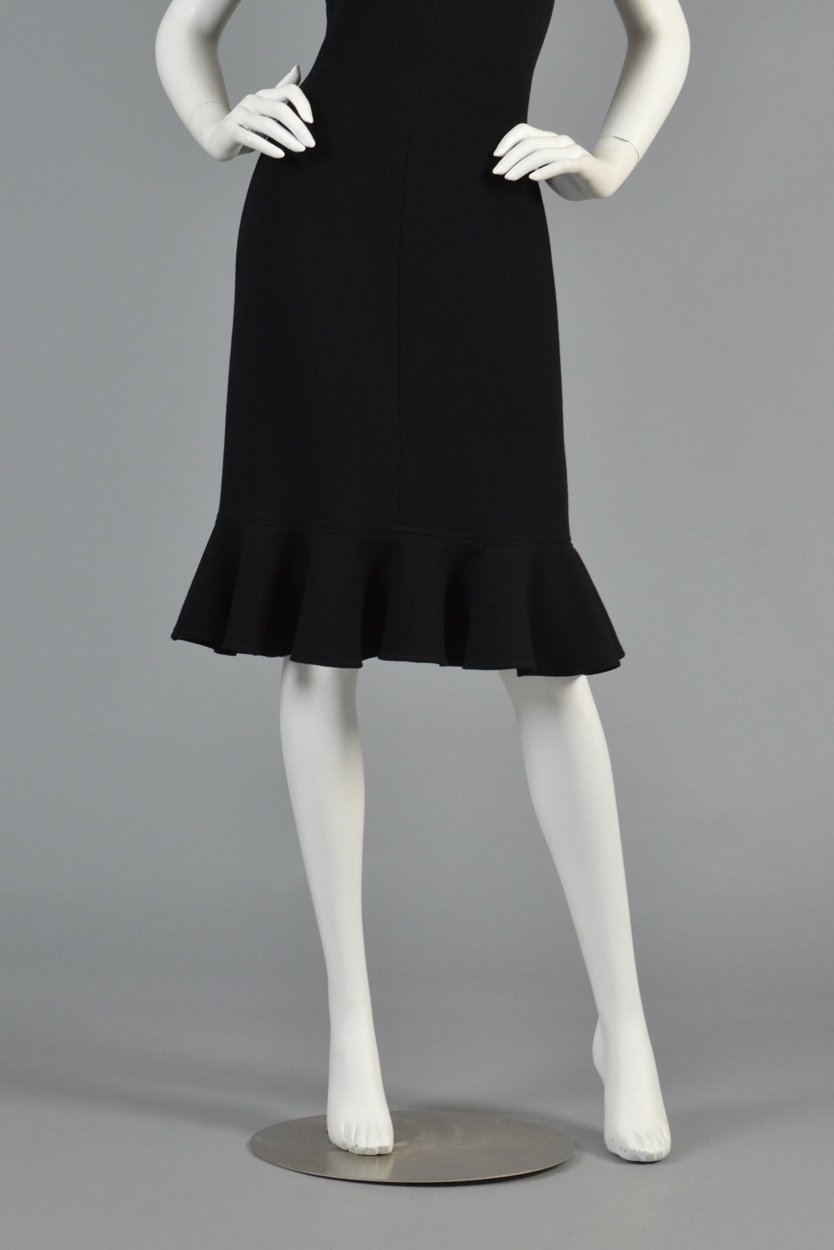 Sexy Architectural 1980's Oscar de la Renta Little Black Dress 1