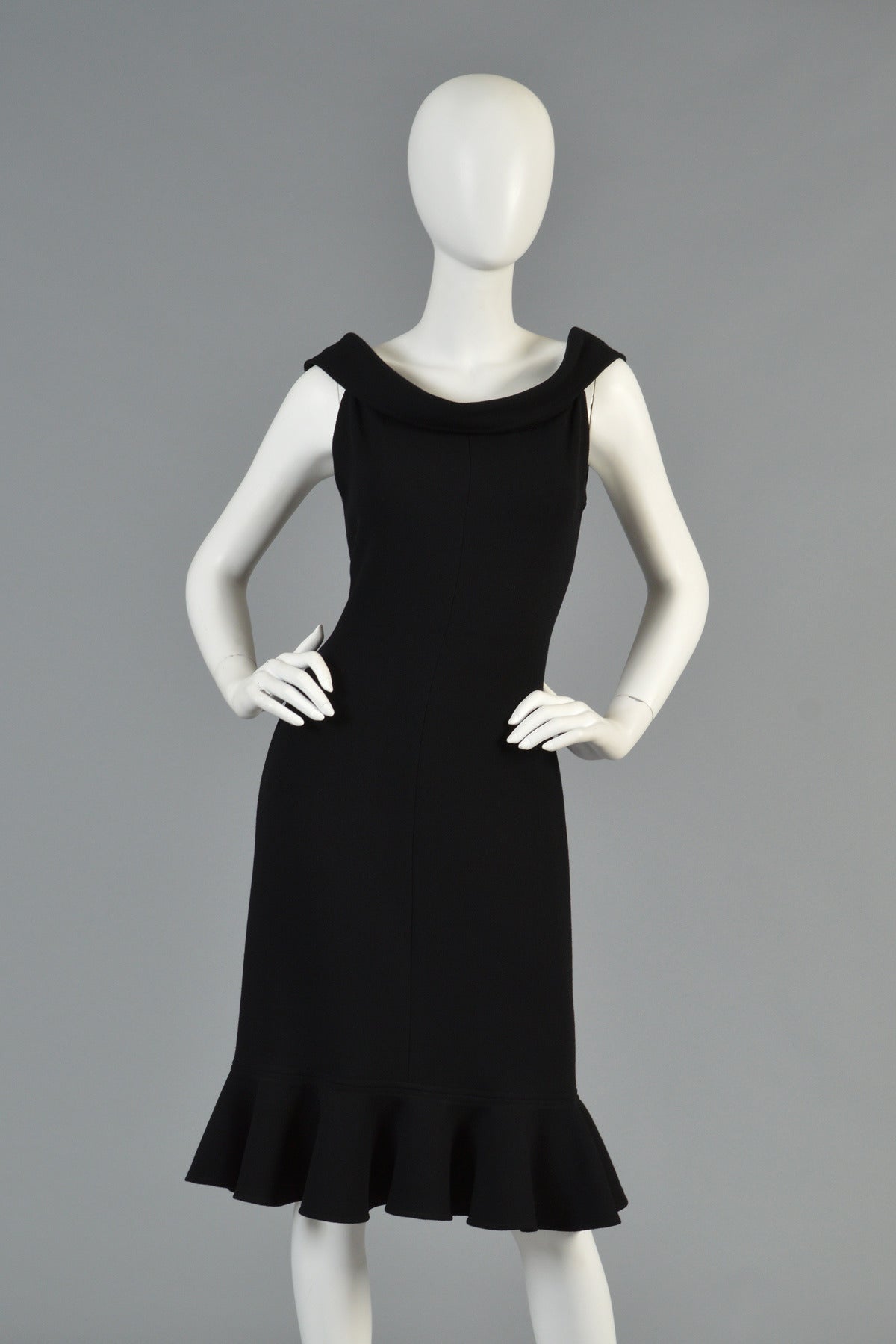 Sexy Architectural 1980's Oscar de la Renta Little Black Dress 4