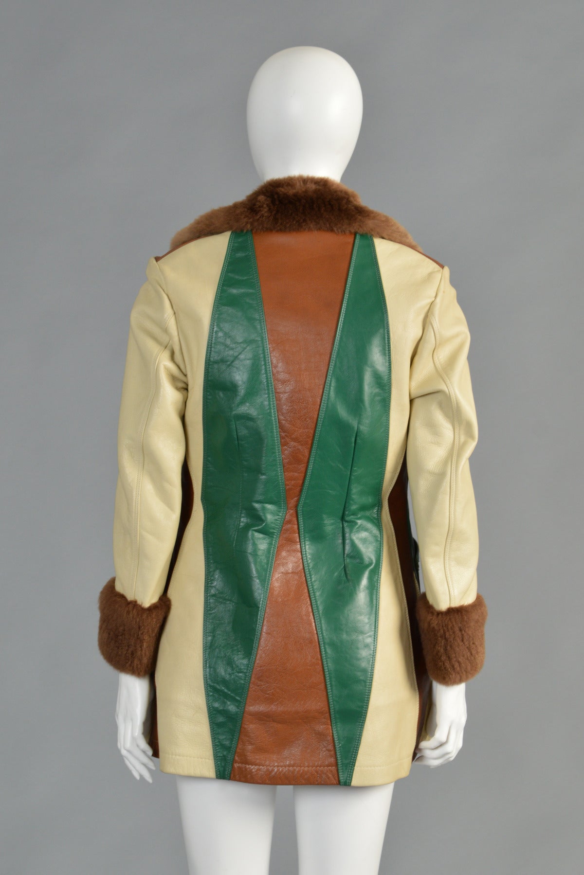 1970's Custom Made Patchwork Leather Jacket w/ Shearling Lining 1