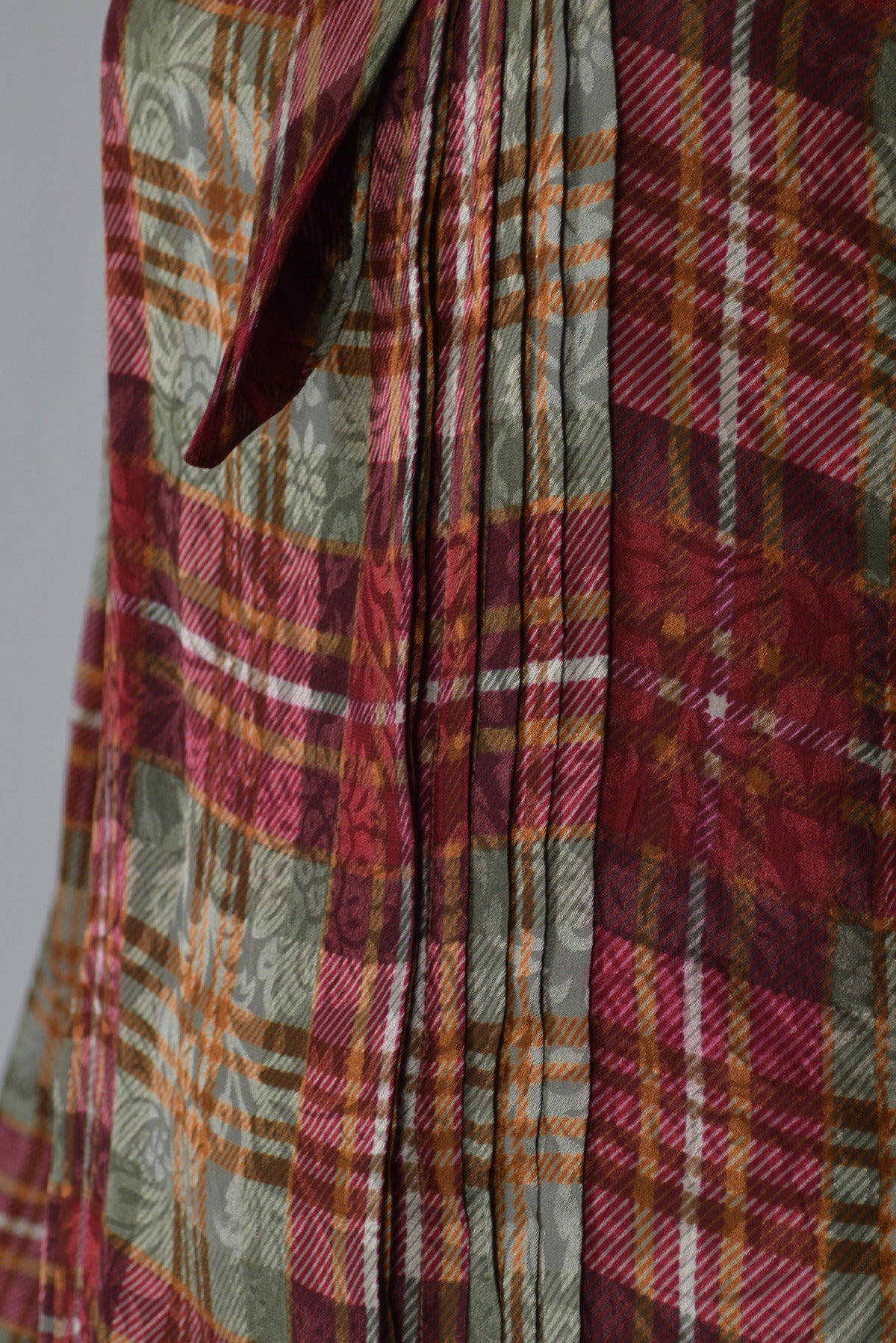 Emanuel Ungaro 1980's Plaid Silk Blouse with Ascot 2