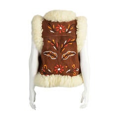 1960s Embroidered Shearling Fur Gilet