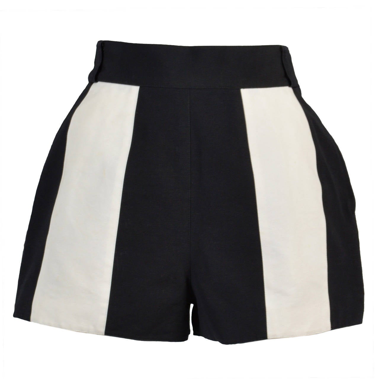 Claude Montana Black + White Colorblock Shorts For Sale