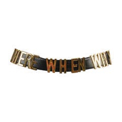 Vintage Classic Moschino Where When Why Leather Belt